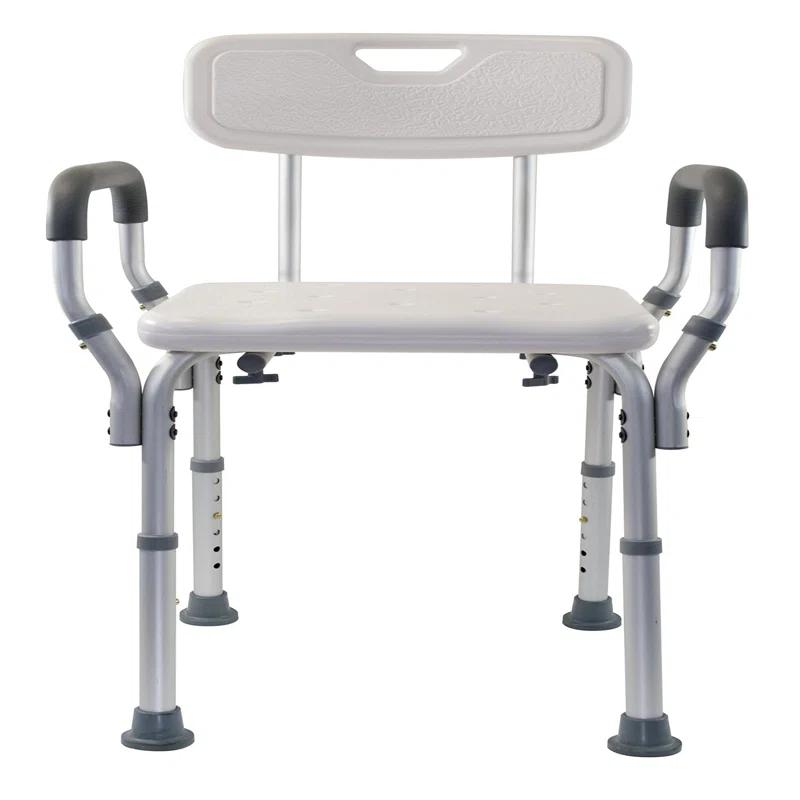 Essential Medical Supply Essential Medical Supply Height Adjustable Shower and Bath Bench with Padded Arms, Contoured Back and Textured Shower Chair Seat B3011