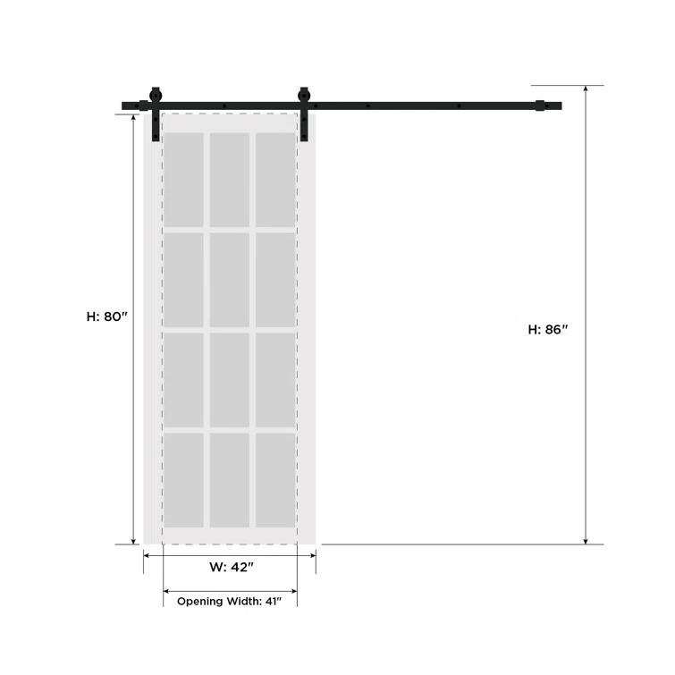 SARTODOORS Quadro Paneled Wood Barn White Door with Installation Hardware Kit