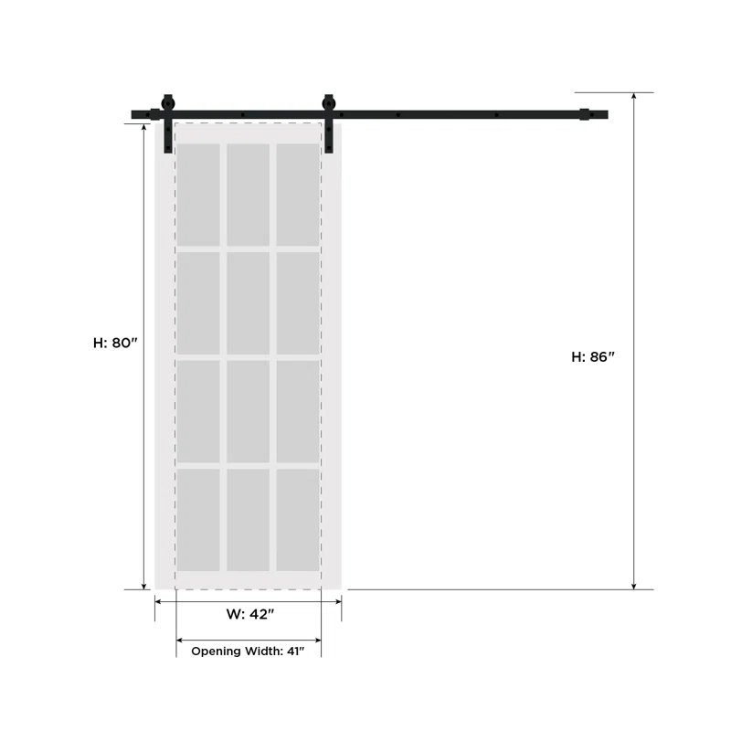 SARTODOORS Quadro Paneled Wood Barn White Door with Installation Hardware Kit