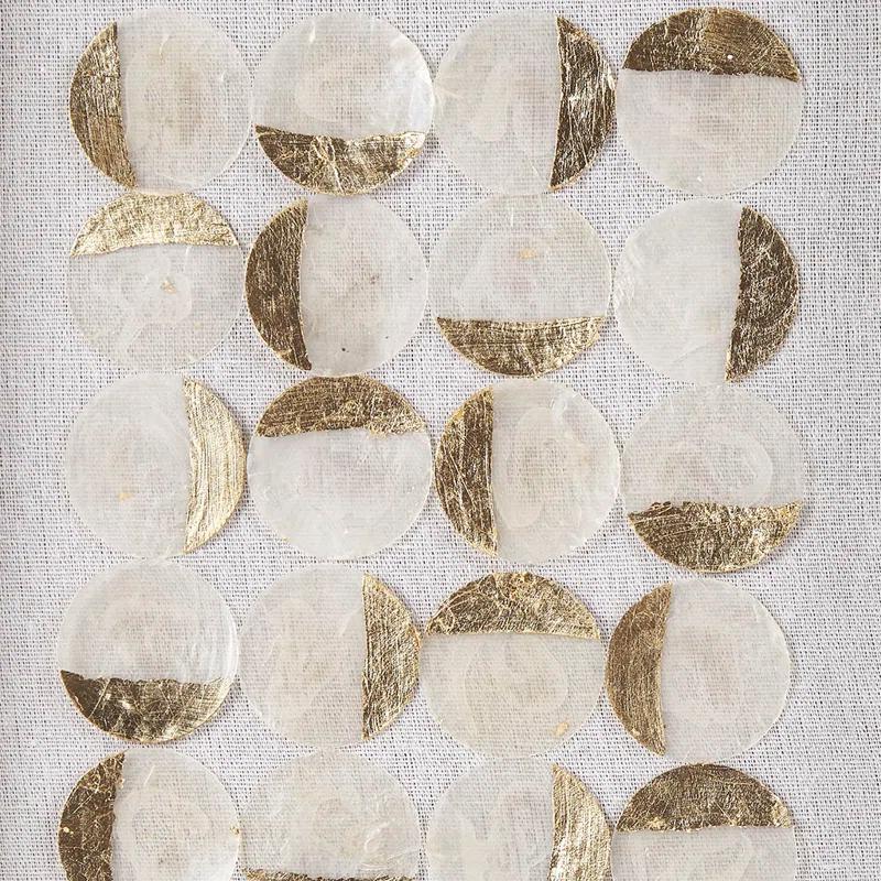 Mercury Row® Zeringue Emblem Natural Capiz with Gold Foil Shadowbox Wall Décor (Set of 2)