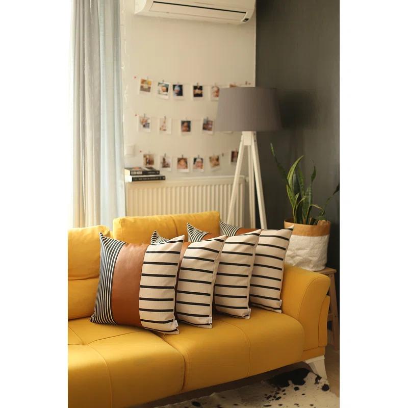 HomeRoots Faux Leather Throw Pillow Cover (Set of 4)
