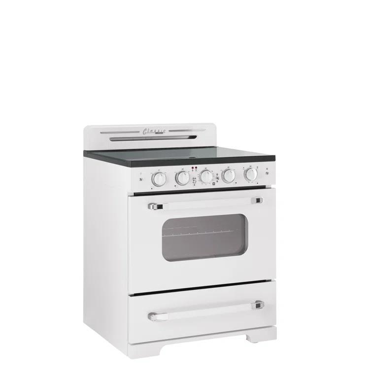 Unique Appliances Classic Retro 30" 5 Element 3.9 cu. ft. Freestanding Electric Glass Top Range with Convection Oven UGP-30CR EC W