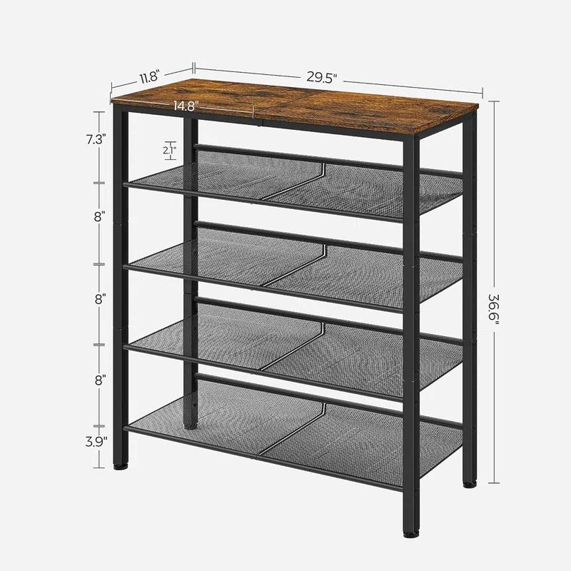 17 Stories Shoe Rack for Entryway, 5 Tier Shoe Storage Shelves, 16-20 Pairs Shoe Organizer, with Steel Frame