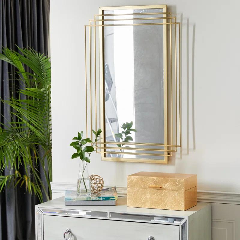 CosmoLiving by Cosmopolitan CosmoLiving by Cosmopolitan Gold Metal Geometric Wall Mirror