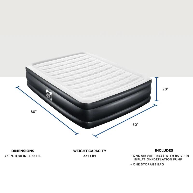 Bestway Sealy Tritech Inflatable Air Mattress Bed Queen 20" with Built-In AC Pump & Bag