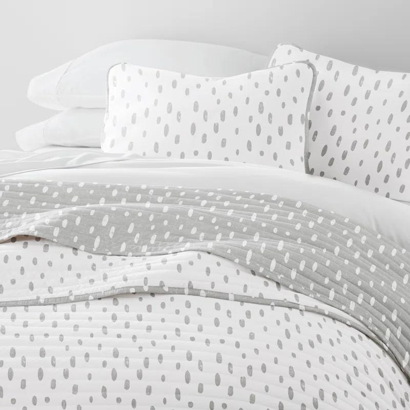 Becky Cameron Becky Cameron Gray Polka Dots Pattern Reversible Quilt Set