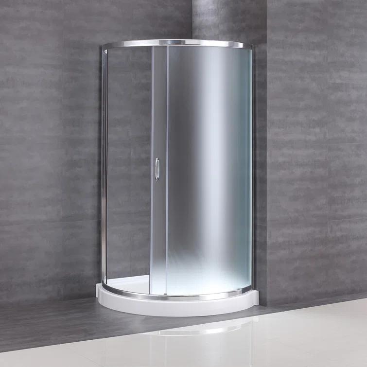 Ove Decors OVE Decors Breeze Premium 33 in. Round Shower Kit w/ Frosted, Base in Chrome Finish BREEZE 32 FROSTED GLASS KIT