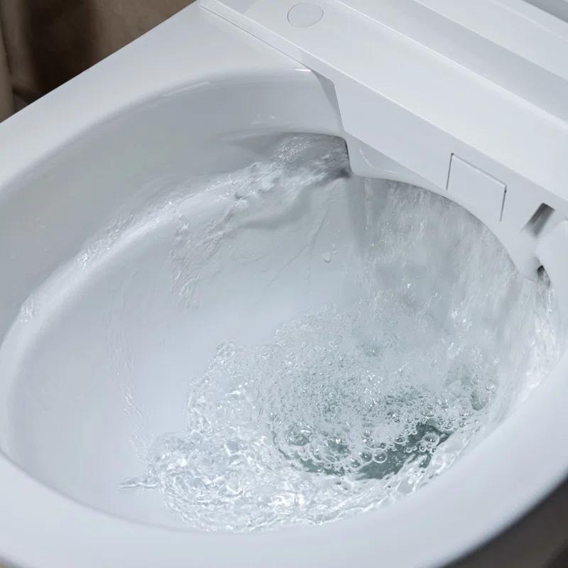 WoodBridge LT611+SWHT611-WH Dual-Flush Elongated Wall-Mount Toilet (Seat Included)