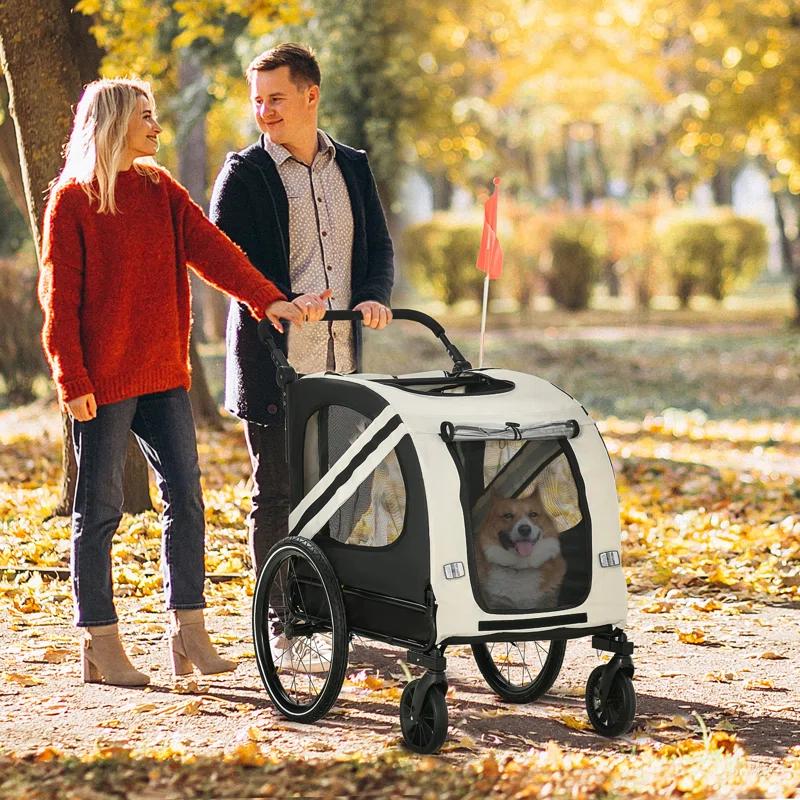 Aosom Foldable Pet Jogger Stroller with Detachable Carrier
