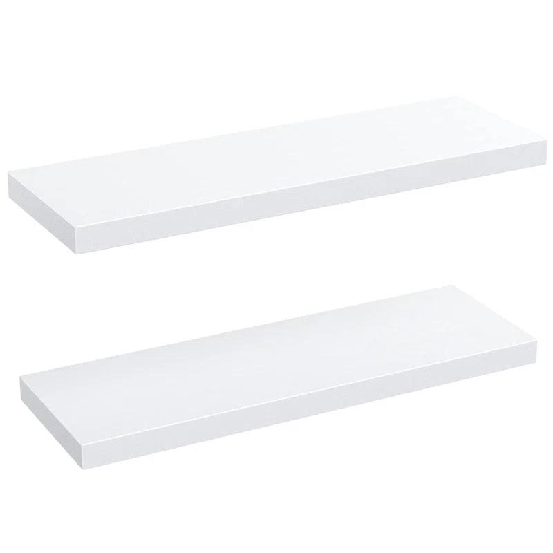Latitude Run® Elbur 23.6 Inch Wide Wood Floating Shelves, Wall Shelf Display Shelves for Bathroom/Kitchen/Bedroom/Living Room (Set of 2)