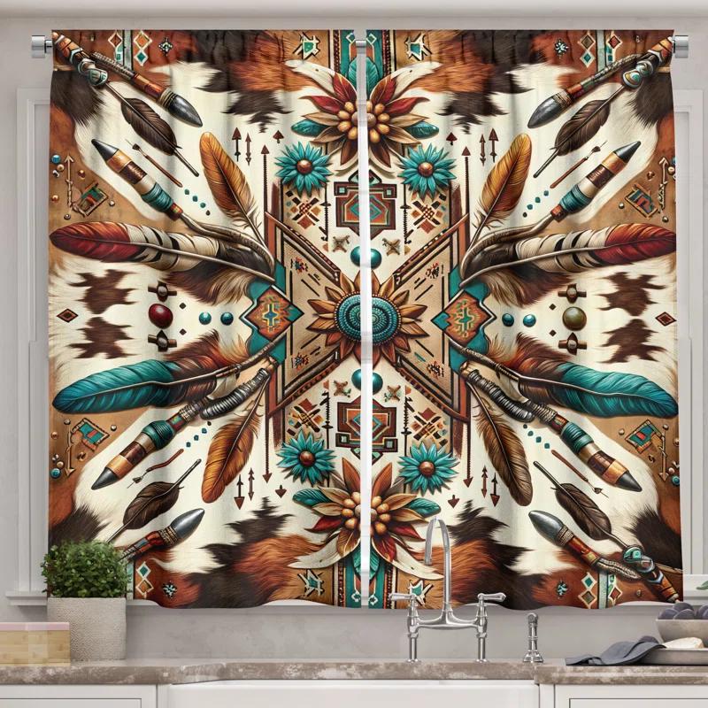 Ambesonne Rustic 55'' W Kitchen Curtain (Set of 2)