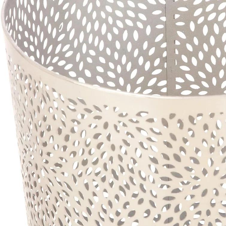 CosmoLiving by Cosmopolitan Modern Perforated Design Round Metal Waste Basket