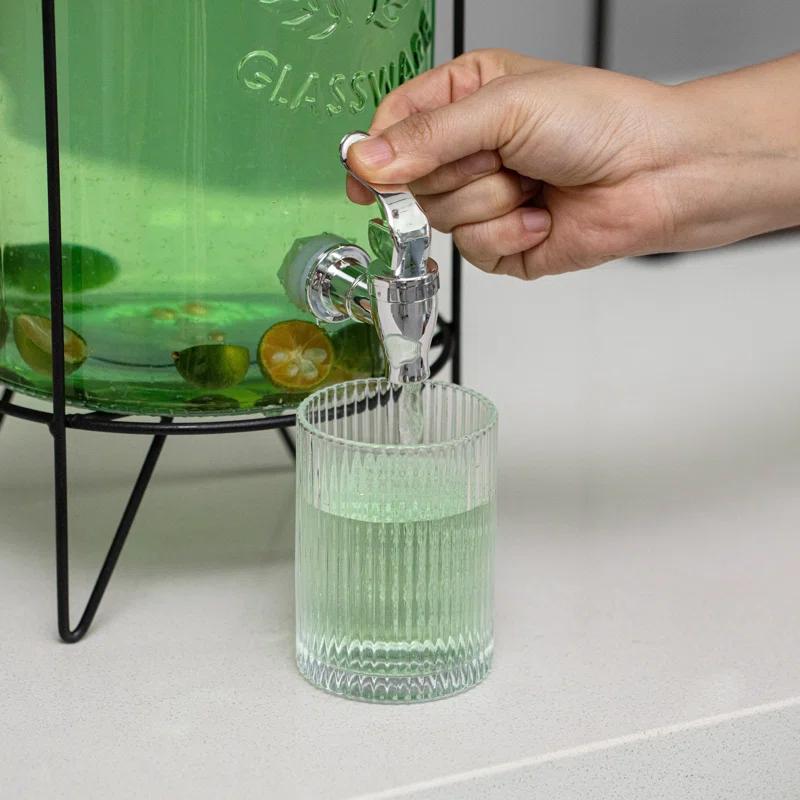 Basicwise Basicwise 1.6-gallon Glass Drink Dispenser With Stainless Steel Spigot – Water And Juice Container, Lemonade Stand, Beverage Dispenser For Parties, Weddings, Birthdays, And Family Business Meetings
