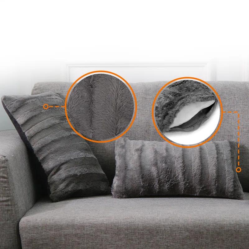 Cheer Collection Faux Fur Throw Pillow (Set of 2)