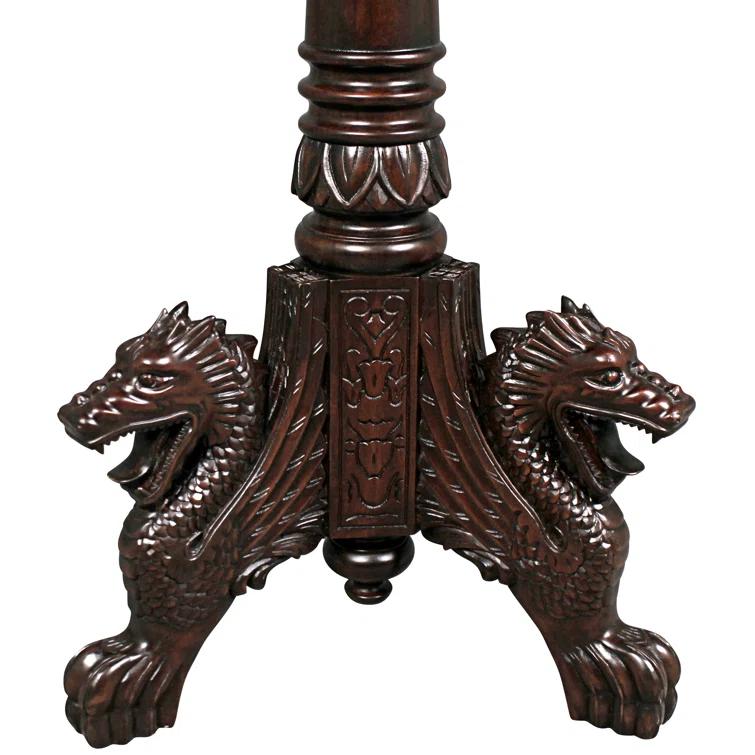 Design Toscano Heraldic Dragon Pedestal End Table