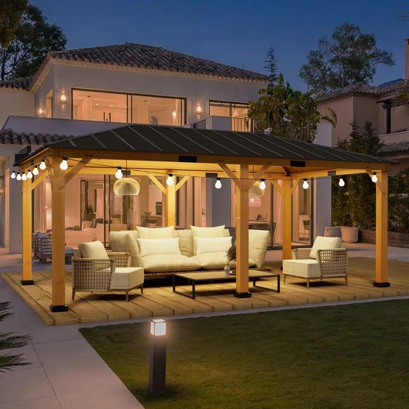 EROMMY 20 Ft. W X 12 Ft. D Solid Wood Patio Gazebo