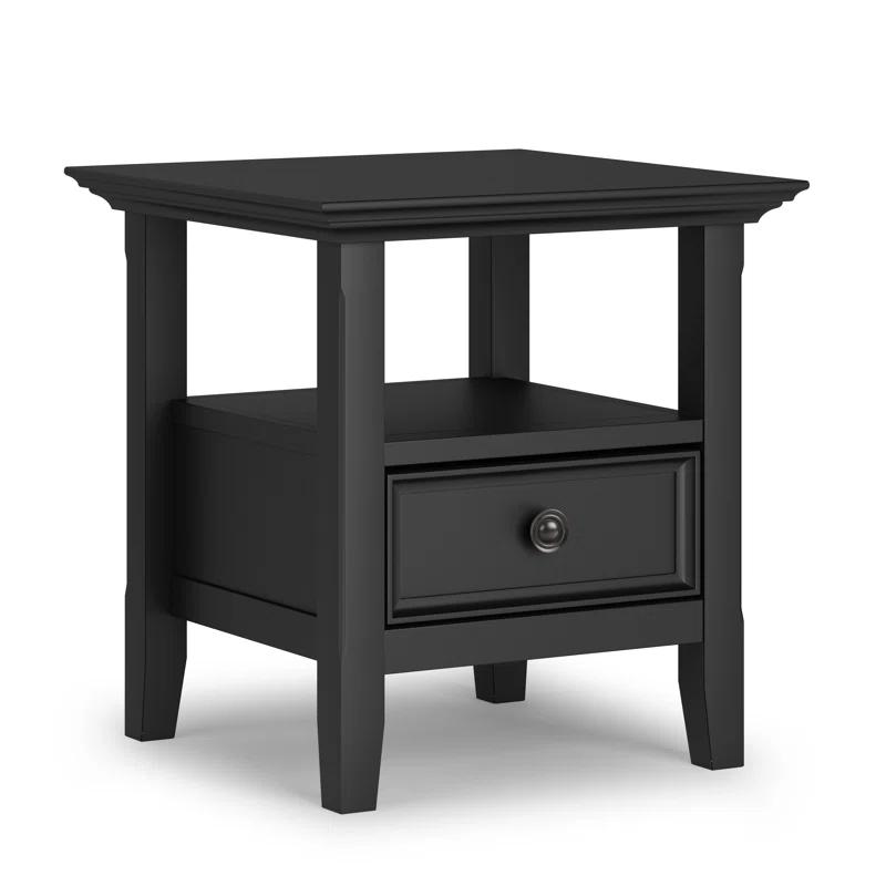 Simpli Home Amherst Solid Wood Transitional End Table with Drawer and Shelf