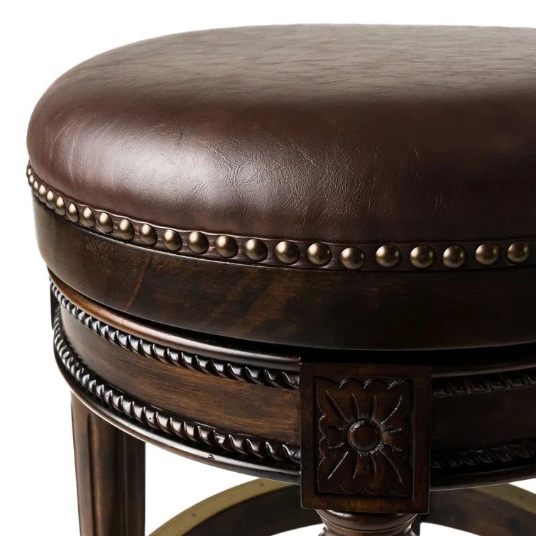 Maven Lane Maven Lane Pullman Backless Bar Stool with Vegan Leather Upholstery
