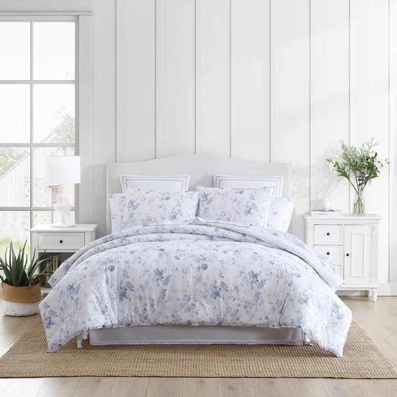 Laura Ashley Evie Laura Ashley Blue Cotton Comforter Reversible Set