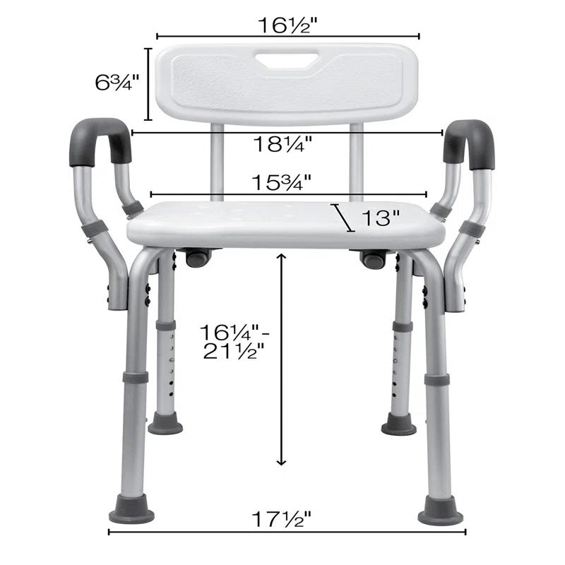 Essential Medical Supply Essential Medical Supply Height Adjustable Shower and Bath Bench with Padded Arms, Contoured Back and Textured Shower Chair Seat B3011