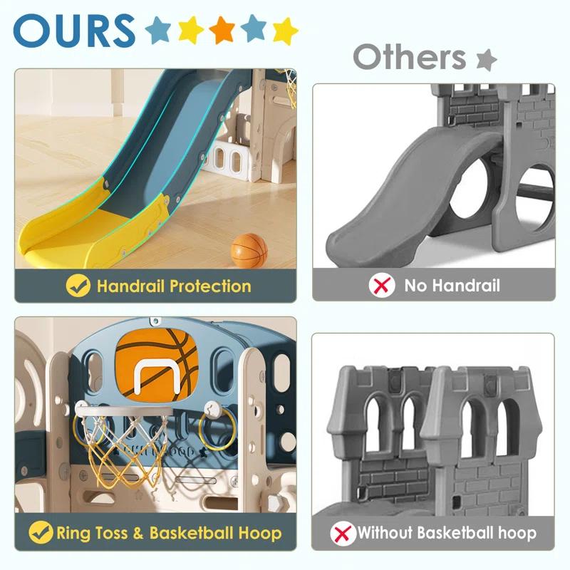 Suteck 9 in 1 Toddler Slide, Kids Slide with Climber Outdoor Indoor Slide Playset