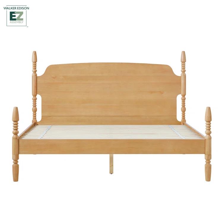 Walker Edison Vivienne Traditional Easy Assembly Solid Wood Turned Spindle Bed
