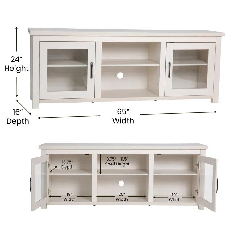 Flash Furniture Hatteras Classic TV Stand for up to 80" TVs with Glass Fronted Doors