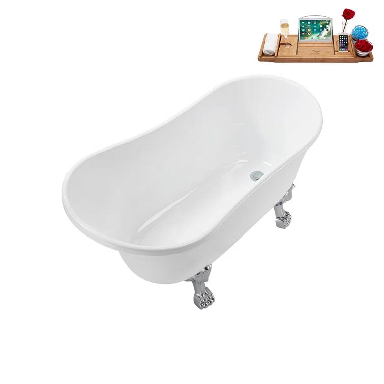 Streamline Bath 51.2'' x 25.6'' Freestanding Soaking Acrylic Bathtub N373CH-IN-CH