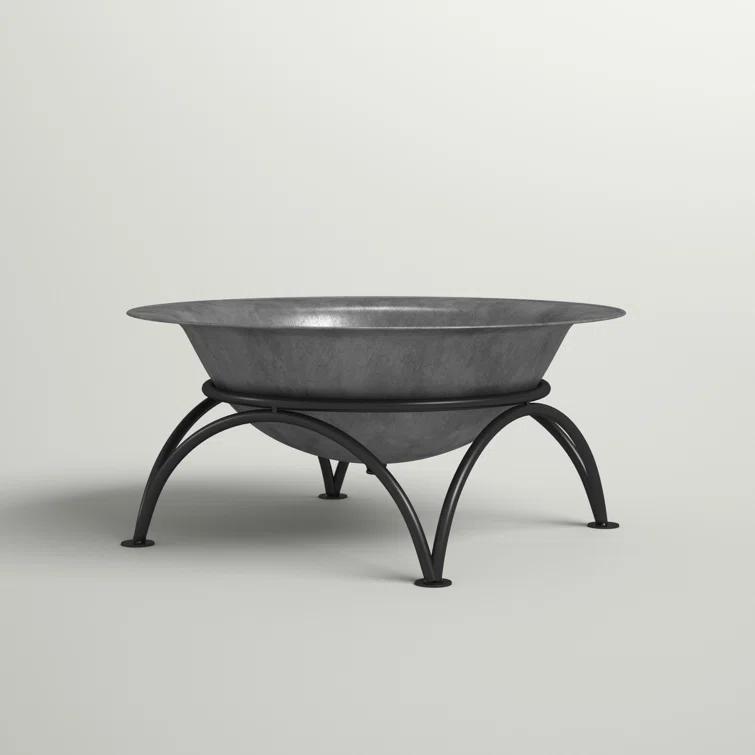 SunnyDaze Decor 23.5" Round Wood-Burning Dark Gray Finish Cast Iron Fire Pit Bowl and Stand