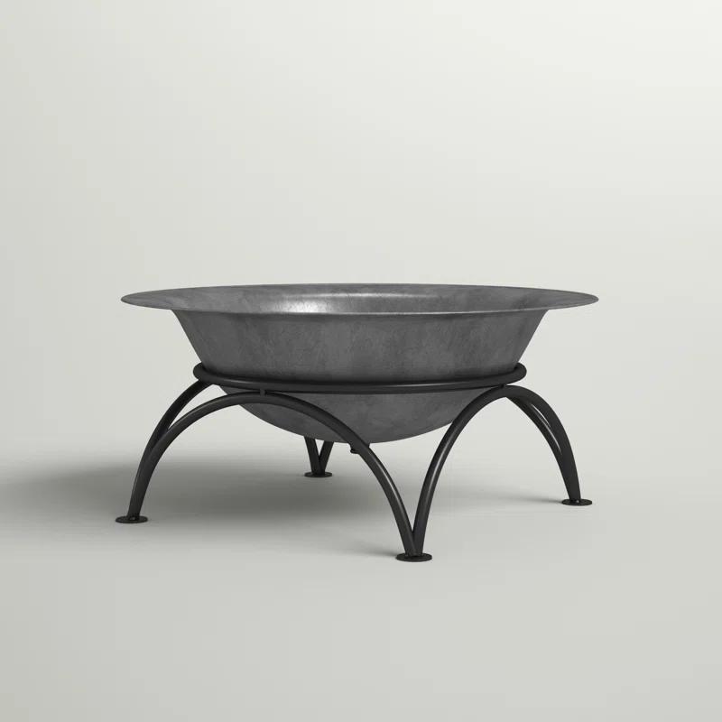 SunnyDaze Decor 23.5" Round Wood-Burning Dark Gray Finish Cast Iron Fire Pit Bowl and Stand