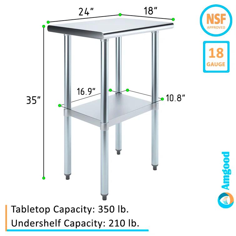 Amgood 24 in. x 18 in. Stainless Steel Table