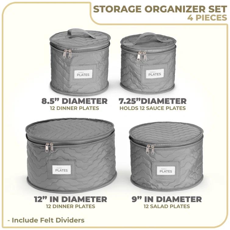 Sorbus 4 Piece Quilted Dinnerware Storage Set