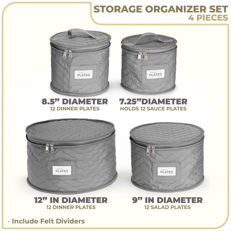 Sorbus 4 Piece Quilted Dinnerware Storage Set