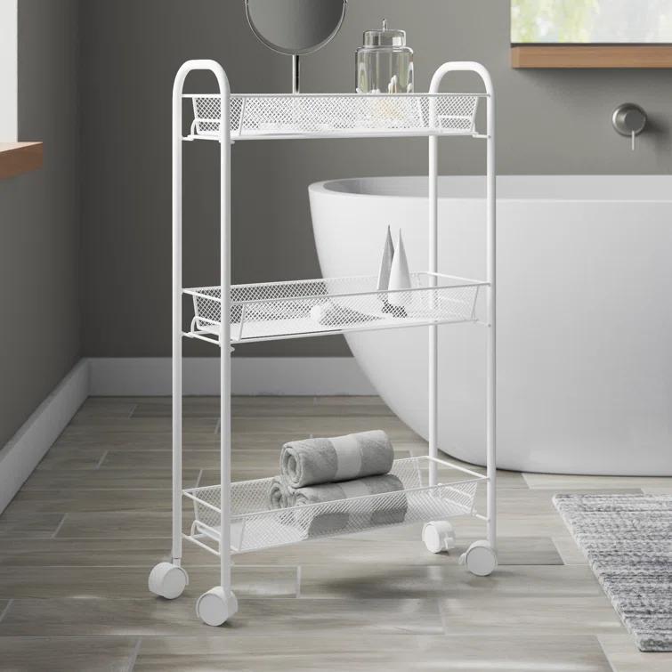 Slim 3-Tier Wire Rolling Storage Cart