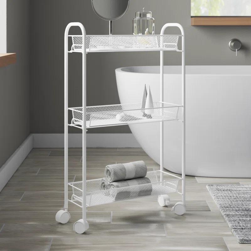 Slim 3-Tier Wire Rolling Storage Cart