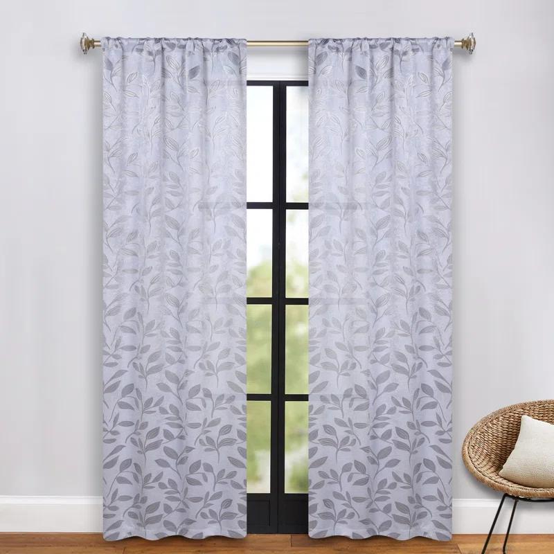Superior Modern Bohemian Leaves Polyester Machine Washable Room Darkening Blackout Curtains by Superior (Set of 2)