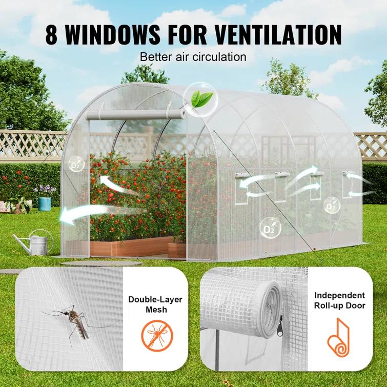 VEVOR Walk-in Tunnel Greenhouse Galvanized Frame PE Cover