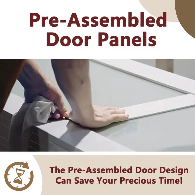 CHIC MODE Interior Dutch Door - Half Frosted Glass Split Door Slab, Modern Style Farmhouse Closet Door, Natural Pine Wood(Not Include Door Hinges)