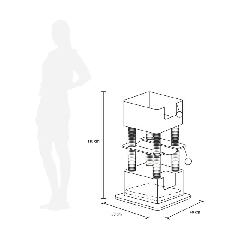 TRIXIE TRIXIE Lucano 43.3" XXL Cat Tree - Sisal Scratching Posts, Plush Covered House, Cat Beds, Platforms, Two Hanging Toys