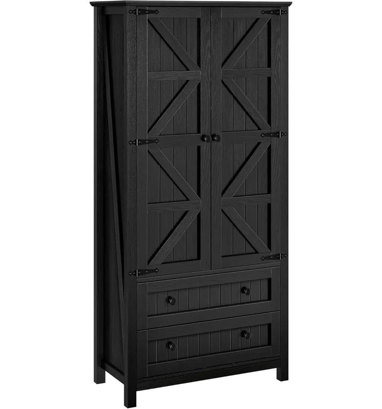 Gracie Oaks Gracie Oaks 64.5'' H Farmhouse Kitchen Pantry Cabinet With Drawers & Adjustable Shelves