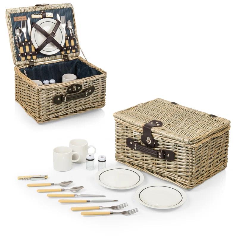 Picnic Time Catalina Wicker Picnic Basket with Picnic