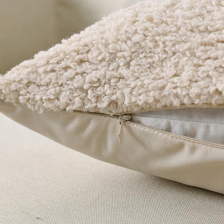 NordECO HOME Faux Fur Throw Pillow Covers Soft Teddy Polyester Square Throw Pillow Cover & Reviews | Wayfair