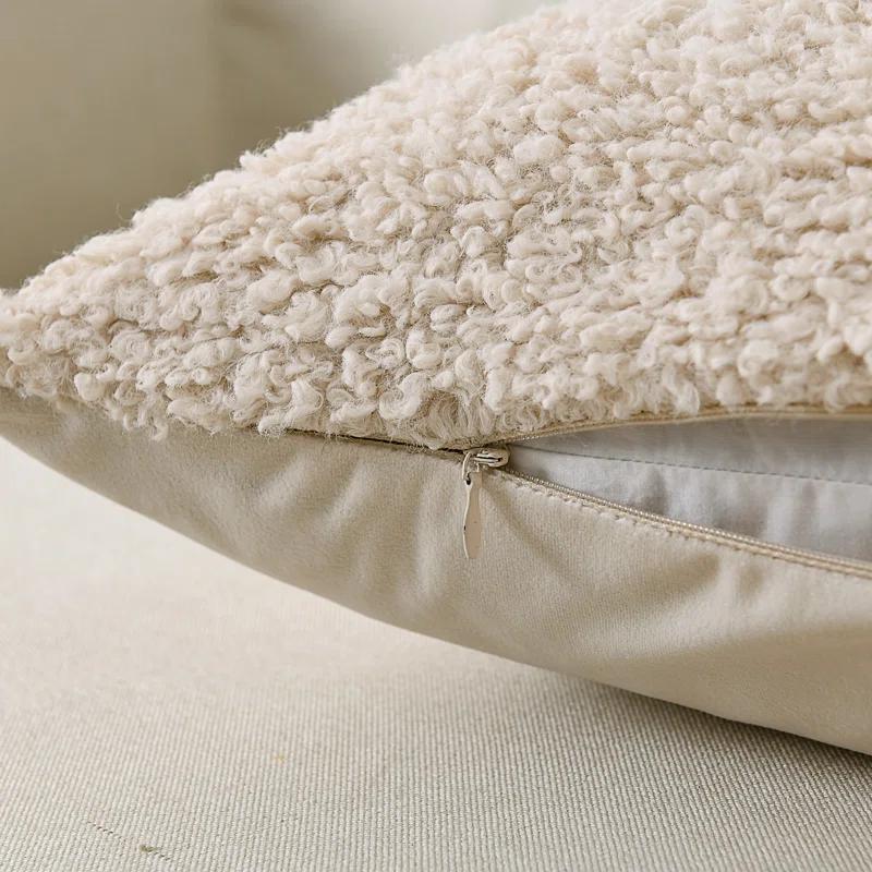 NordECO HOME Faux Fur Throw Pillow Covers Soft Teddy Polyester Square Throw Pillow Cover & Reviews | Wayfair