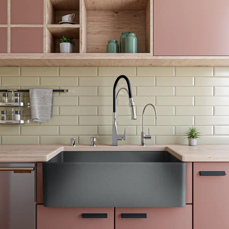 Alfi Brand ABCO3320SB 32'' L Farmhouse / Apron Single Bowl Fireclay Kitchen Sink