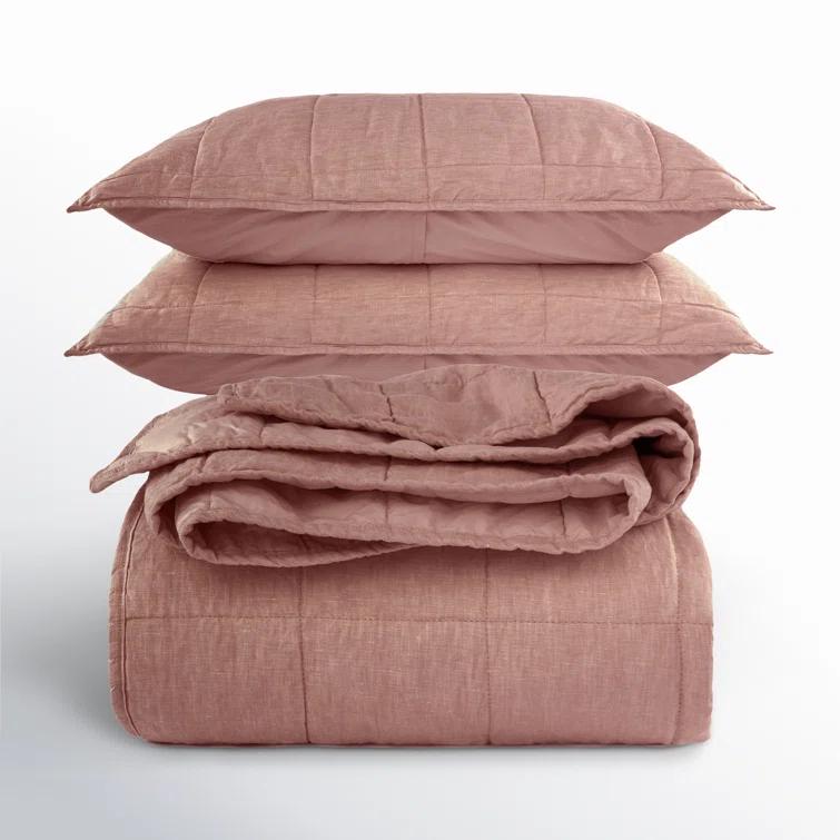 French Linen Box Stitch Quilt & Sham Set