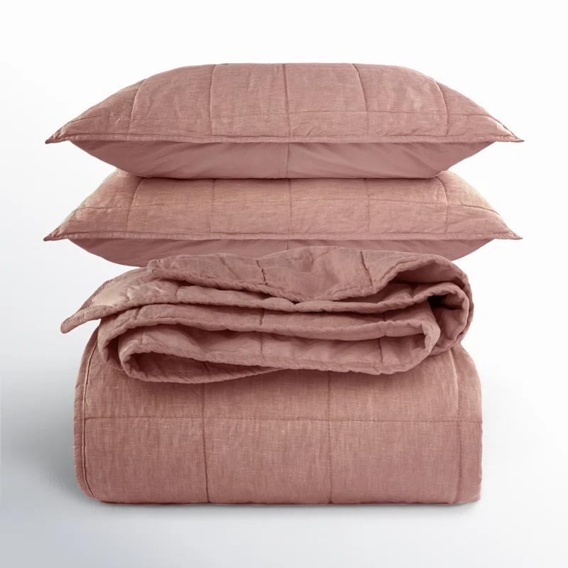 French Linen Box Stitch Quilt & Sham Set