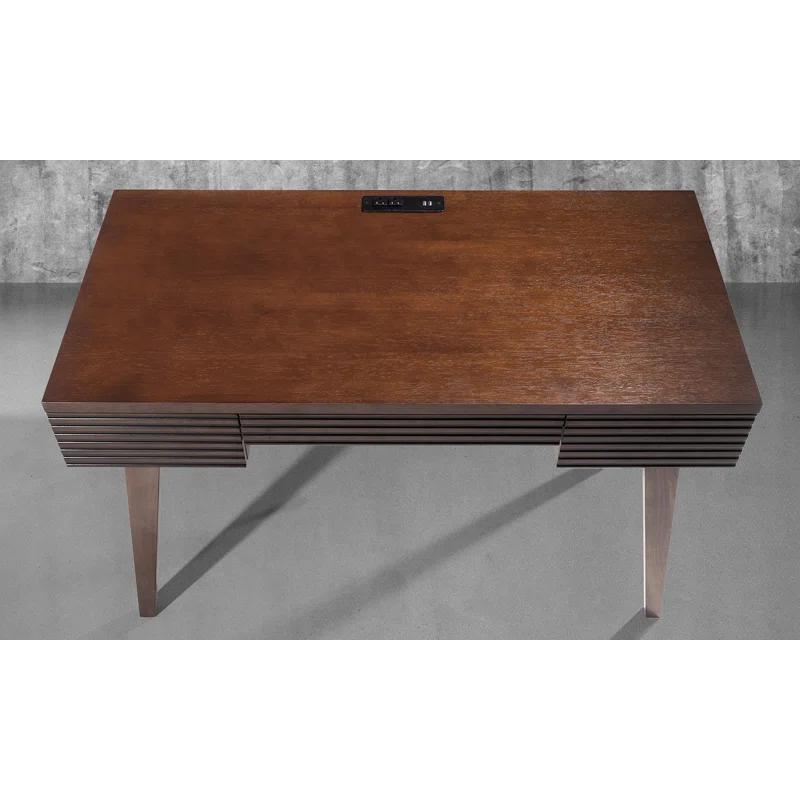Furnitech Solid Wood Base Writing Desk with Power Outlet