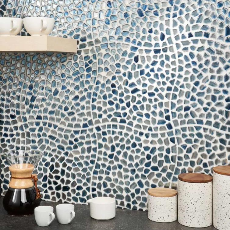 Bond Tile Fractal Pebble 11.88 in. x 11.88 in. Polished Glass Wall Mosaic Tile (0.98 Sq. Ft. / Each) | Wayfair