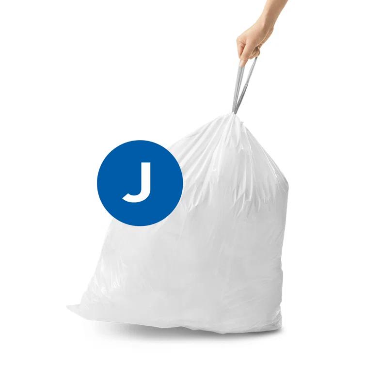 simplehuman simplehuman Code J Genuine Custom Fit Drawstring Trash Bags Dispenser Packs, 100 Count (Set of 5)