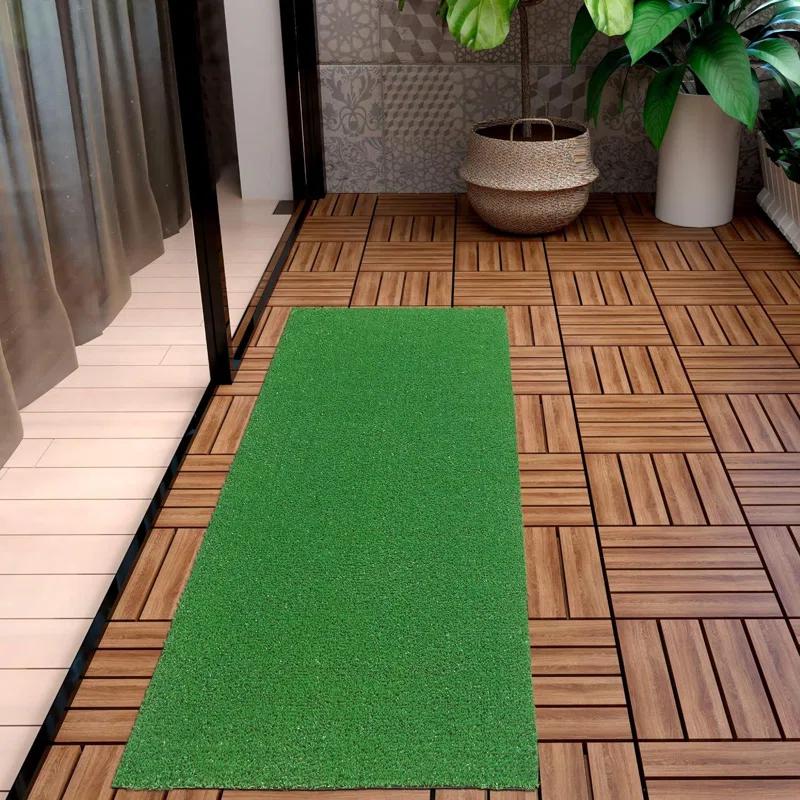 Ottomanson Grass Waterproof Indoor/Outdoor Realistic Feel Artificial Grass Turf Rugs and Rolls Customized Size For Balcony, Patios